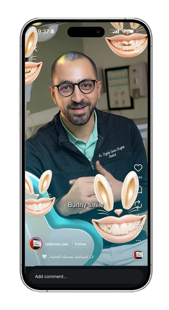 A dental education reel in an iPhone mockup
